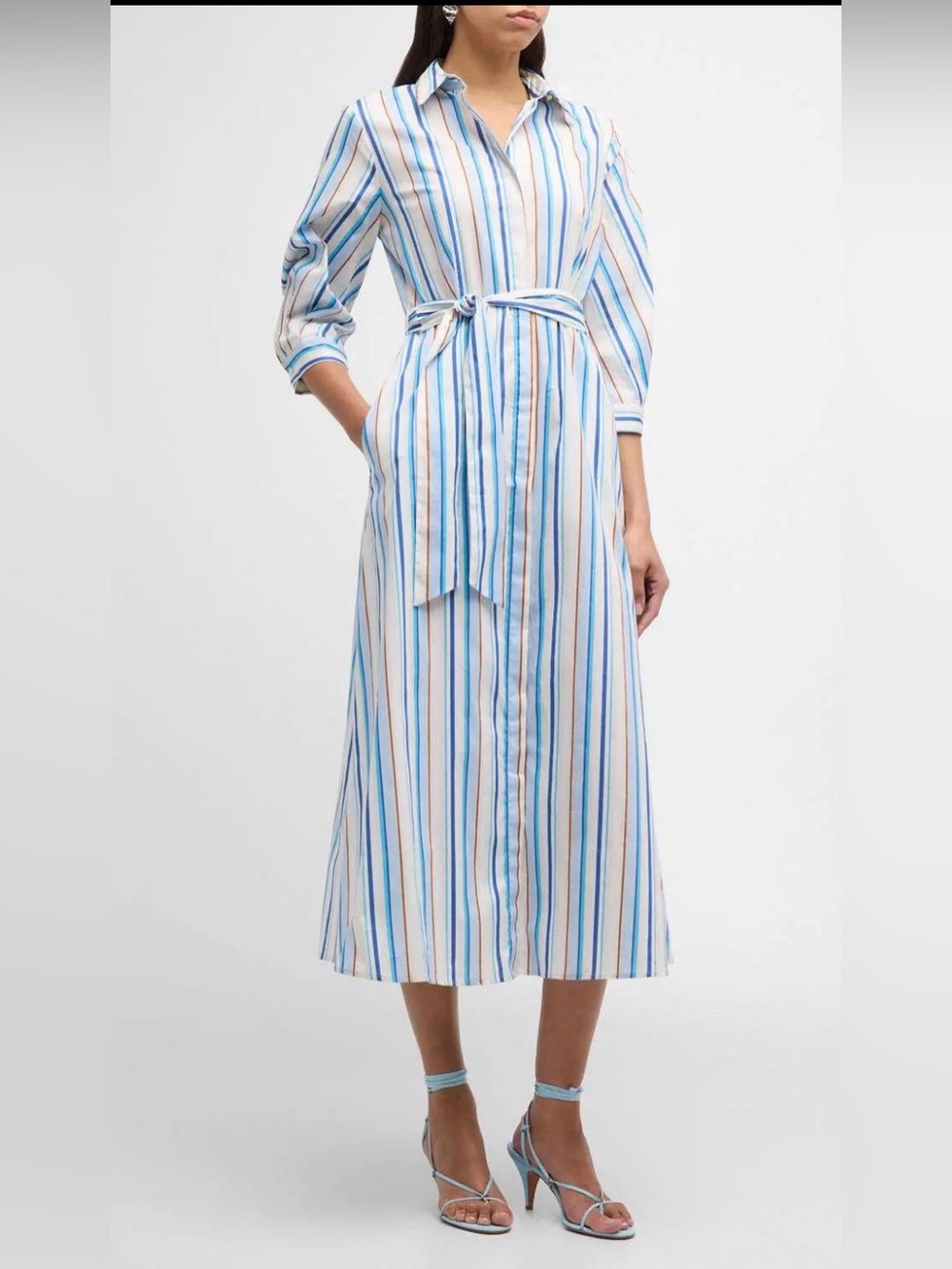 MARELLA JUTTA STRIPED MIDI SHIRT DRESS